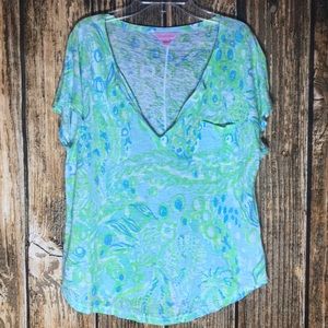 Lilly Pulitzer linen v-neck Duval shirt